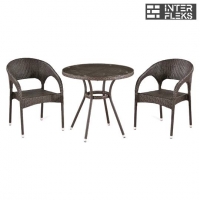 Комплект мебели из иск. ротанга T283ANT-W51/Y90C-W51 Brown (2+1)